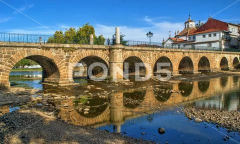 Roman bridge of Trajano, Chaves Stock Photos