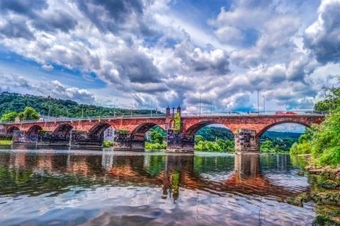 The Roman bridge in Trier Stock Photos