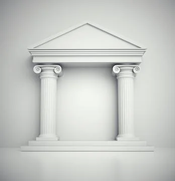 Roman building with white background. Ilustración de archivo