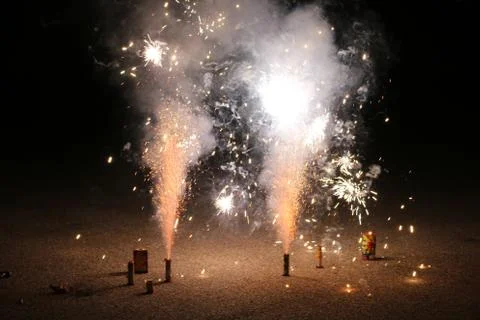 Roman candles on the 4th of July. Stock Photos