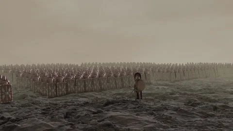 A Roman Centurion Standing in front of His Armed Roman Legion Ready for War Stock Footage 225324478
