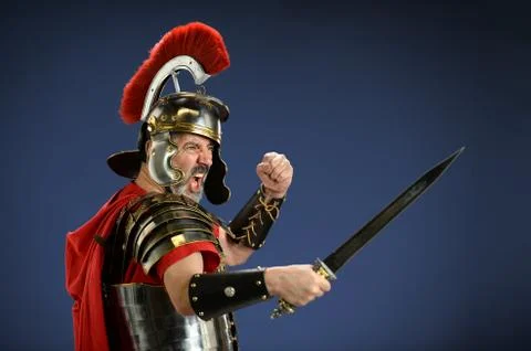 Roman Centurion Using Sword Stock Photos