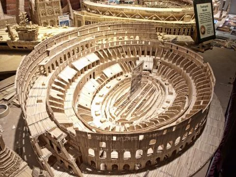 Roman colliseum made of toothpicks Stock Photos
