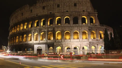 Roman Colosseum Night time-lapse main, Rome, Italy Stock Footage