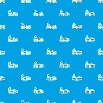 Roman Colosseum pattern seamless blue Illustrazione stock