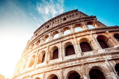 The Roman Colosseum at sunset Stock Photos