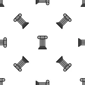 Roman column pattern seamless black Stock Illustration
