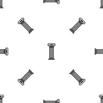 Roman column pattern seamless black Stock Illustration