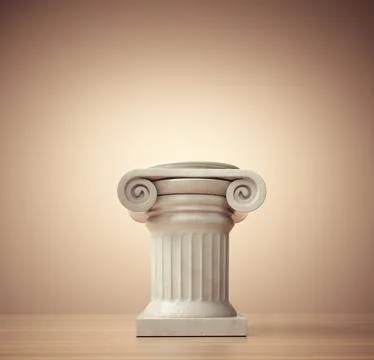 Roman column pedestal on simple background. Illustrazione stock