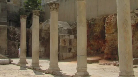 Roman columns in Jerusalem. Stock Footage 488672