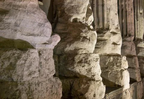 Roman columns in the night Stock Photos