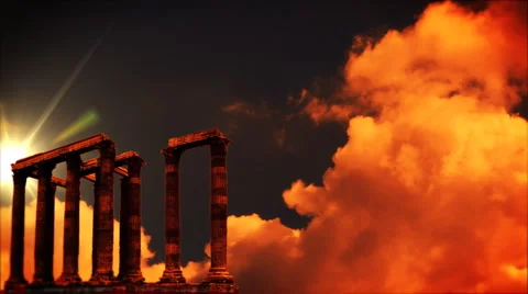 Roman columns at sunset, time lapse 스톡 동영상 1806656