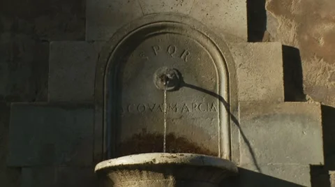 Roman drinking fountain (slow zoom) Stock Footage