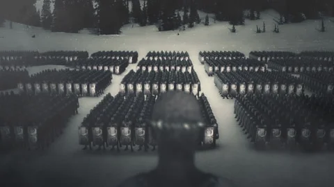 Roman Emperor in Front of His Massive Army in Formation Stock Footage 130501875
