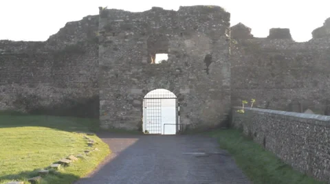 Roman fort's gate to the sea Stock Footage 33445720