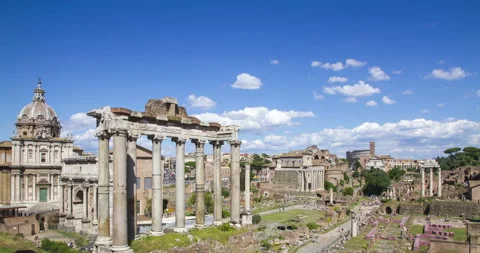 Roman Forum 4K time lapse in Rome, Italy. Stock Footage 136771758