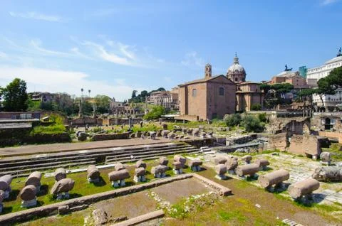 Roman Forum, a rectangular forum surrounded by the ruins of several important Foto stock