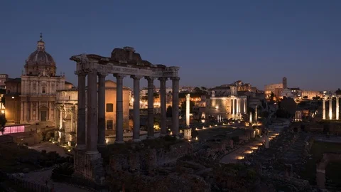 The Roman Forum view at dusk, 4K time lapse Stock Footage 106963291