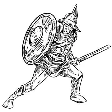 Roman Gladiator hand drawn Stock Illustration