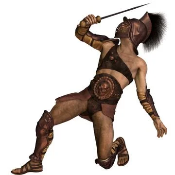 Roman Gladiator - Murmillo type in Defensive Pose Stock-Illustration