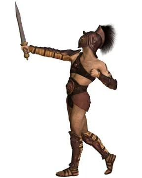 Roman Gladiator - Murmillo type in Heroic Pose Stock Illustration