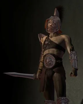 Roman Gladiator in the Shadows Stock Illustration