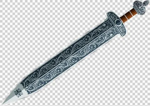 Roman Gladius Sword – Ancient Double-Edged Military Blade Stock Illustration