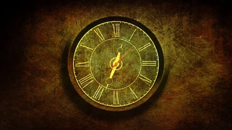 Roman Grunge Clock with Particles 4K Loop Stock Footage 72221571