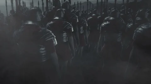 Roman Legion Ready for War Stock Footage 120044723