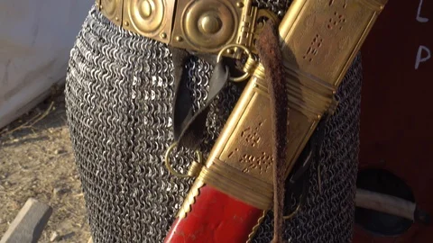 Roman legionary soldier uniform Stock Footage 124821653