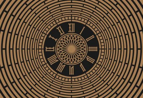 Roman numeral clock on abstract background Stock Illustration