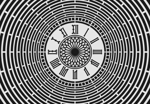 Roman numeral clock on abstract background Stock Illustration