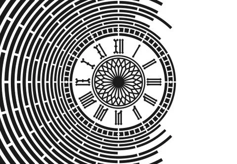 Roman numeral clock on abstract background Stock Illustration
