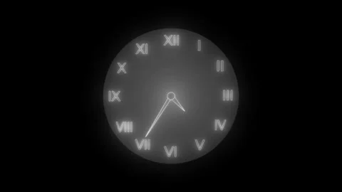 Roman Numeral Clock Animation, Animated Neon Timer Clock Countdown with Vib.. Video stock 308044370