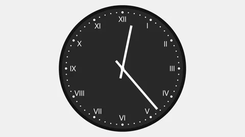 Roman numerals black dial wall clock Stock Footage 140909058