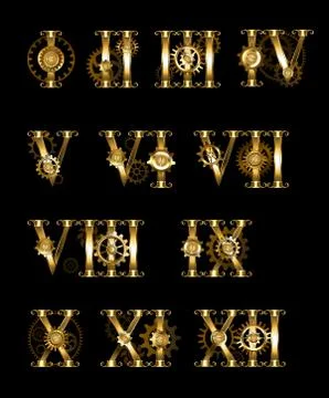 Roman numerals with gears Stock Illustration