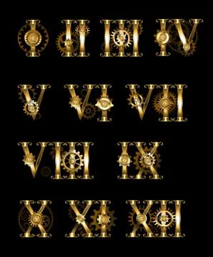Roman numerals with gears Stock Illustration