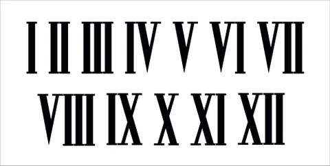 Roman numerals set isolated on white background. Vector illusration Stock Illustration