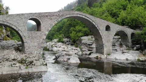 Roman Old stronework,devil bridge, from the ottoman on eastern europe. Bulgaria Stock Footage