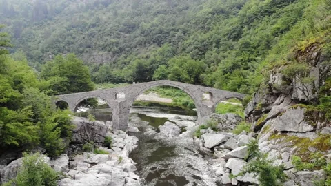 Roman Old stronework,devil bridge, from the ottoman on eastern europe. Bulgaria 스톡 동영상 136473073