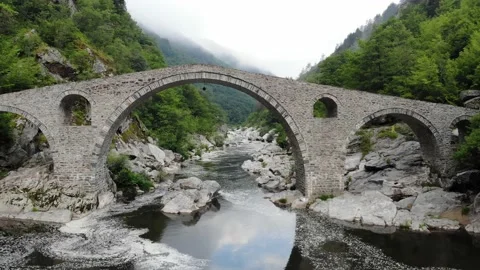 Roman Old stronework,devil bridge, from the ottoman on eastern europe. Bulgaria 스톡 동영상 136473091