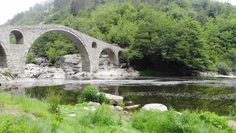 Roman Old stronework,devil bridge, from the ottoman on eastern europe. Bulgaria 스톡 동영상 136473114