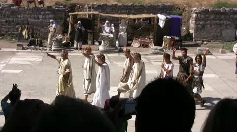 Roman Procession at Ephesus Stock Footage 22095829