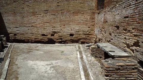 Roman public lavatories Stock Footage 90725286