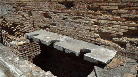 Roman public lavatories Stock Footage 90725311