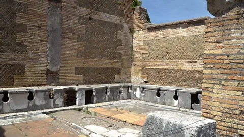 Roman public lavatories Stock Footage