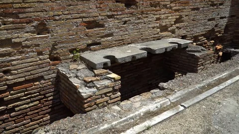 Roman public lavatories Stock Footage 90725329