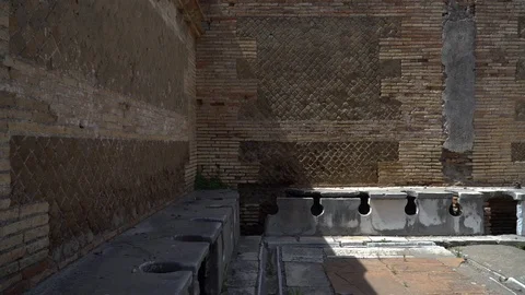 Roman public lavatories Stock Footage 90725346