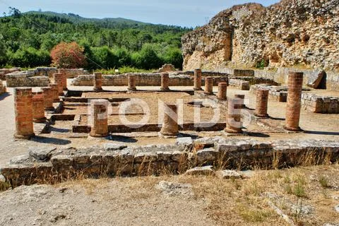 Roman ruins in conimbriga Stock Photos