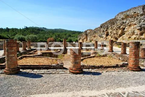 Roman ruins in conimbriga Stock Photos